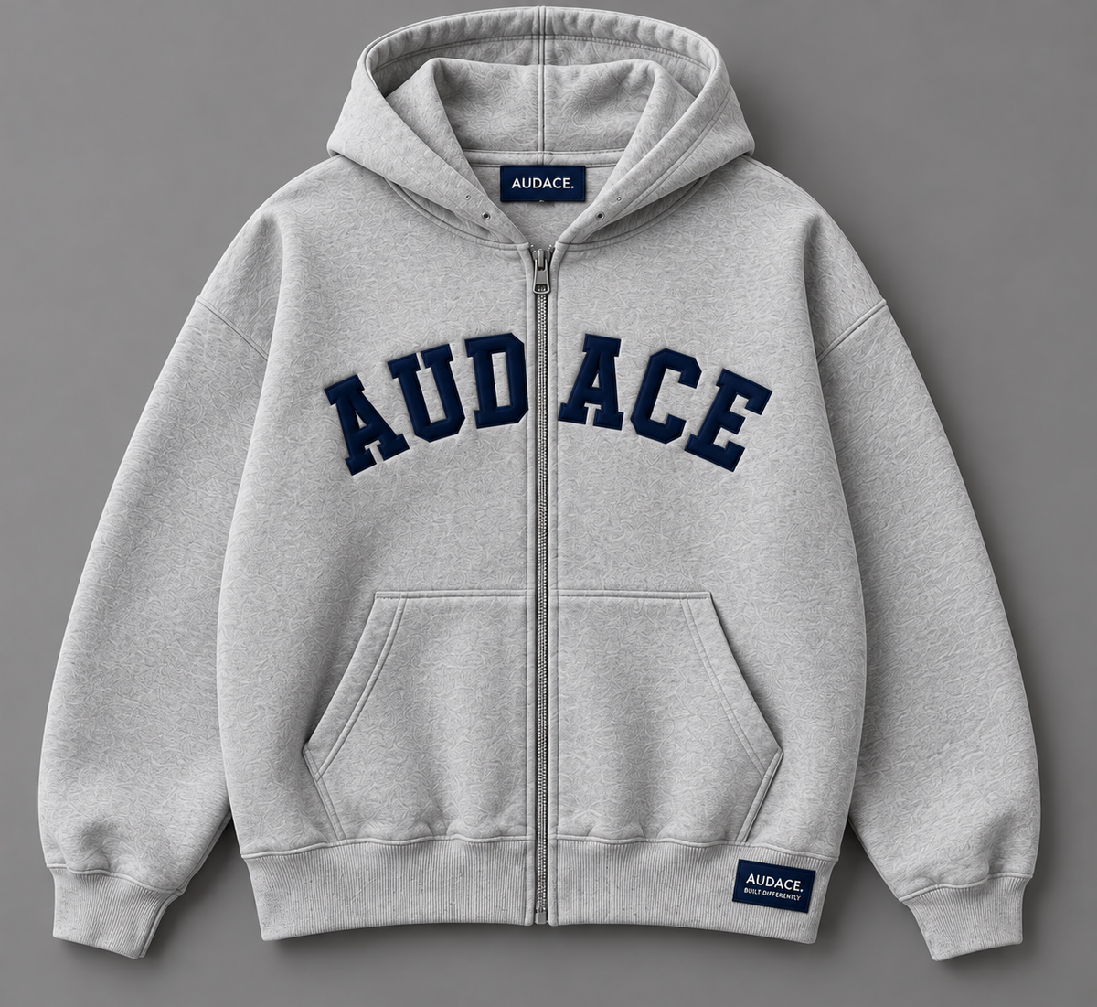 Wolf grey Audace zip hoodie front